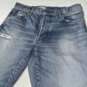 Moussy Vintage Japanese Selvedge Denim Jeans Womens 30*x28 Button Fly Distressed